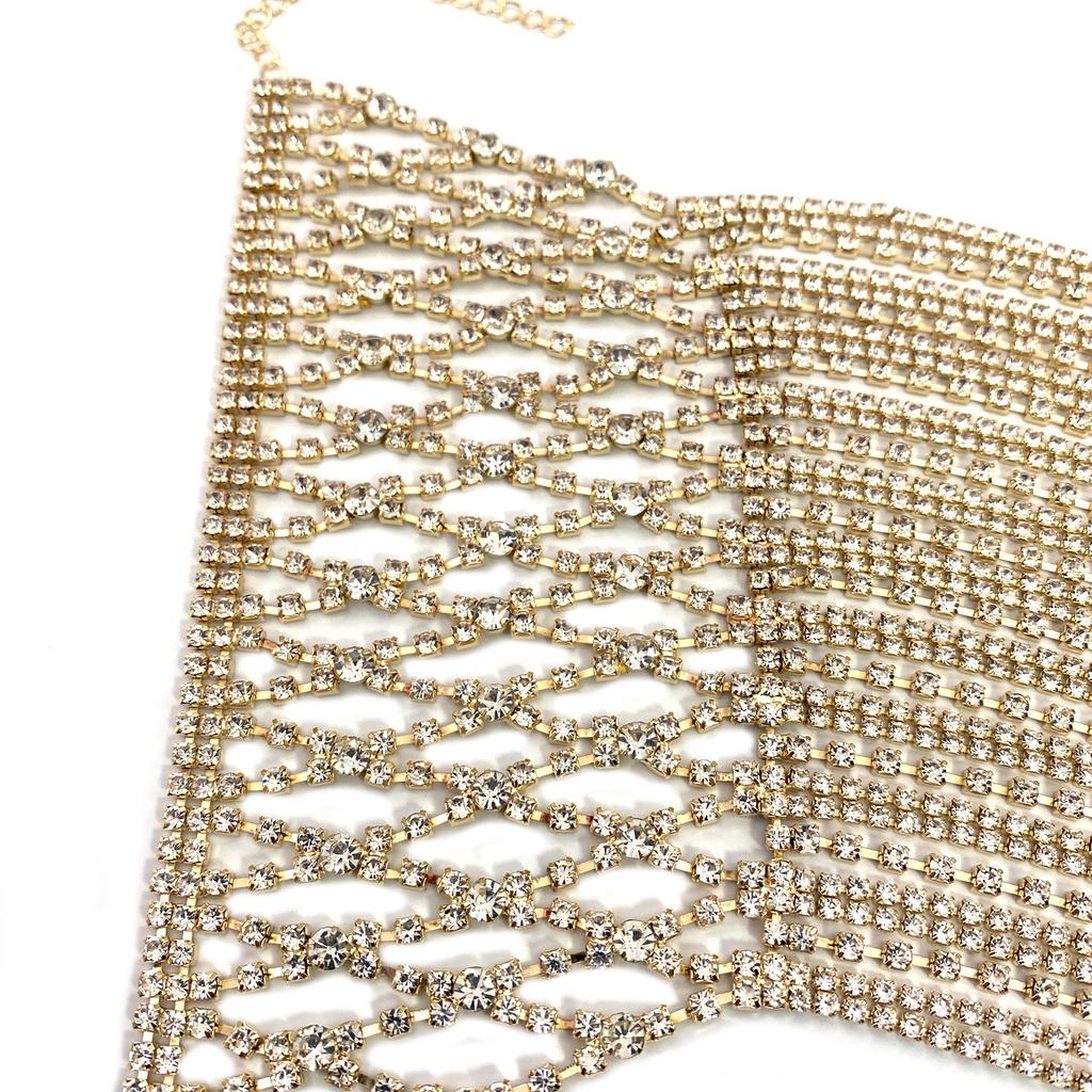 Handmade personalized full diamond tassel mesh bracelet, trendy rhinestone back chain for women