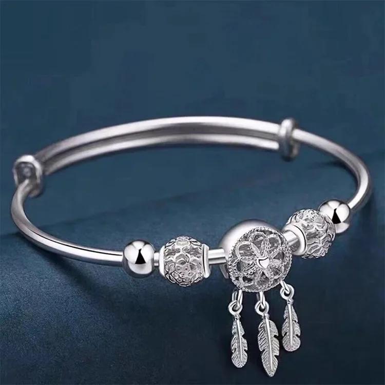Luxury 925 Silver Open Bracelets For Women Elegant Peacock Opening Screen Bracelets Party Wedding Fine Jewelry Gifts