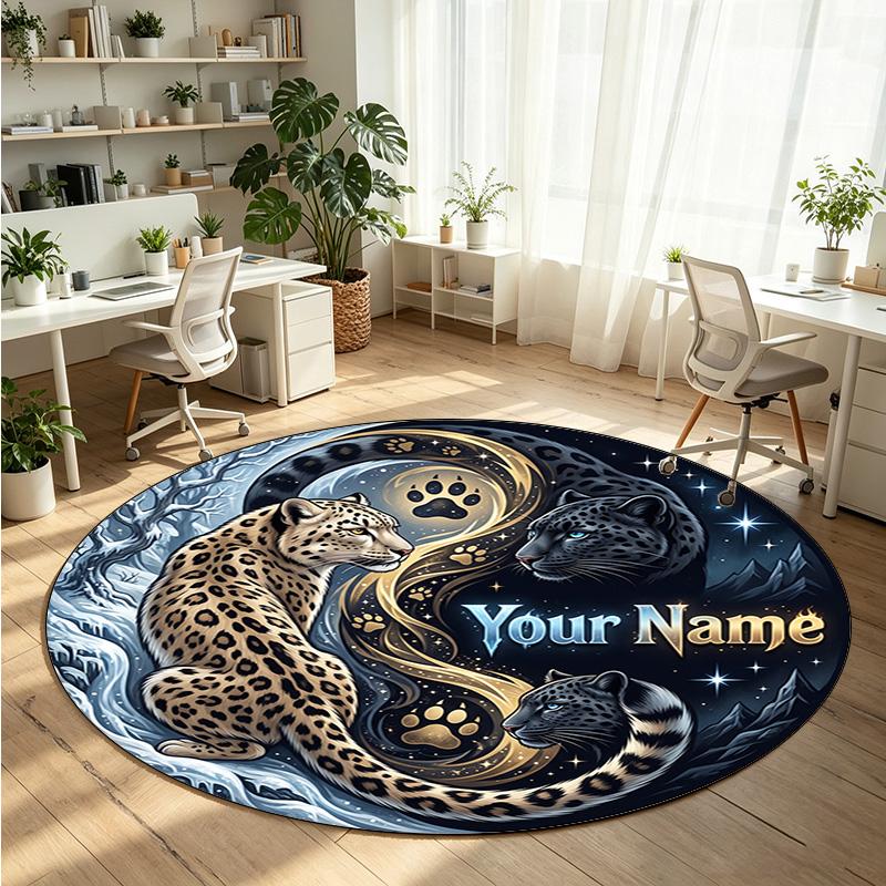 Wild Animals (59) Theme Round Crystal Velvet Rug Custom Name Text Personalized Floor Mat Home Decor Non Slip Crystal Carpet