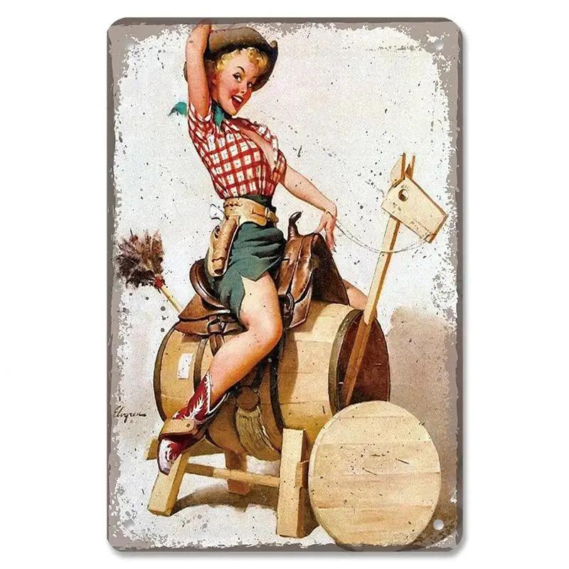 Сексуальная девушка в стиле пин-ап для девочек, винтажная металлическая жестяная вывеска, пиво, кола, самолет, металлический постер в стиле ретро для бара, паба, клуба, домашний настенный художественный декор