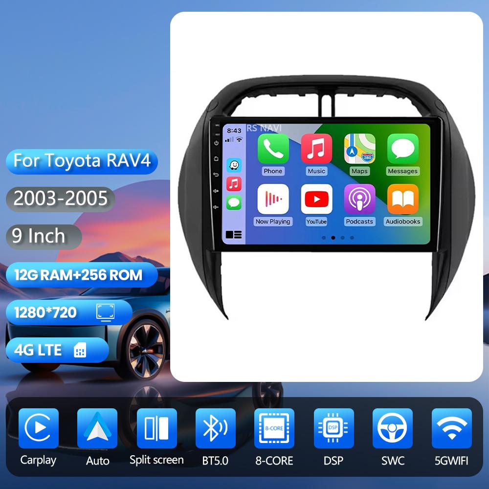 Autoradio Android 16 Plug and Play pour Toyota RAV4 RAV 4 2003 - 2005, écran Carplay, lecteur multimédia DAB+, autoradio 2K, GPS