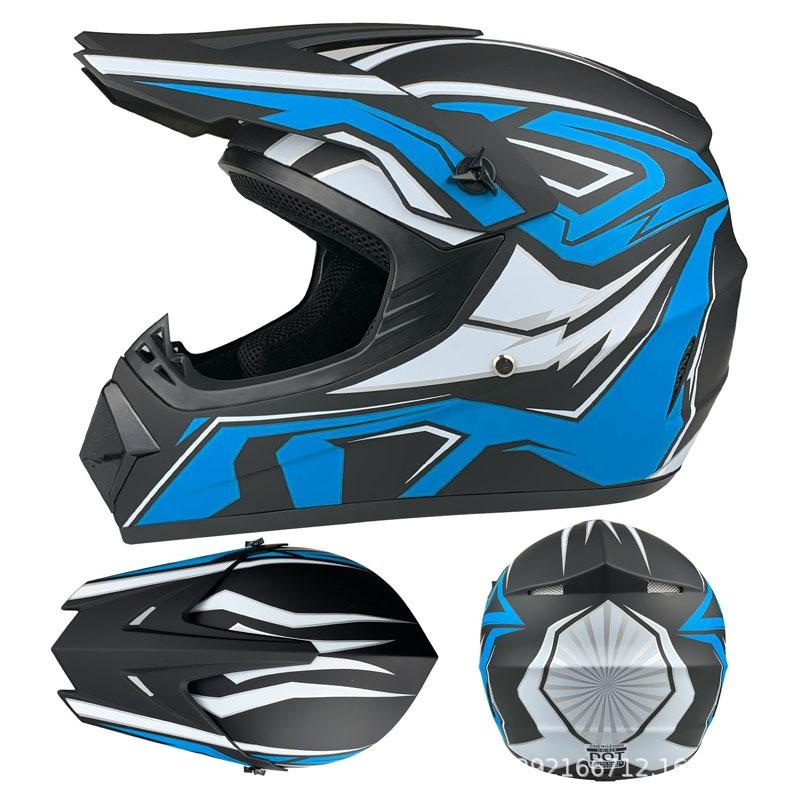 ABS Full-coverage Off-Road Motorcycle Helmet Adults Semi-Open Face Design With Visor Mask Gloves Kit