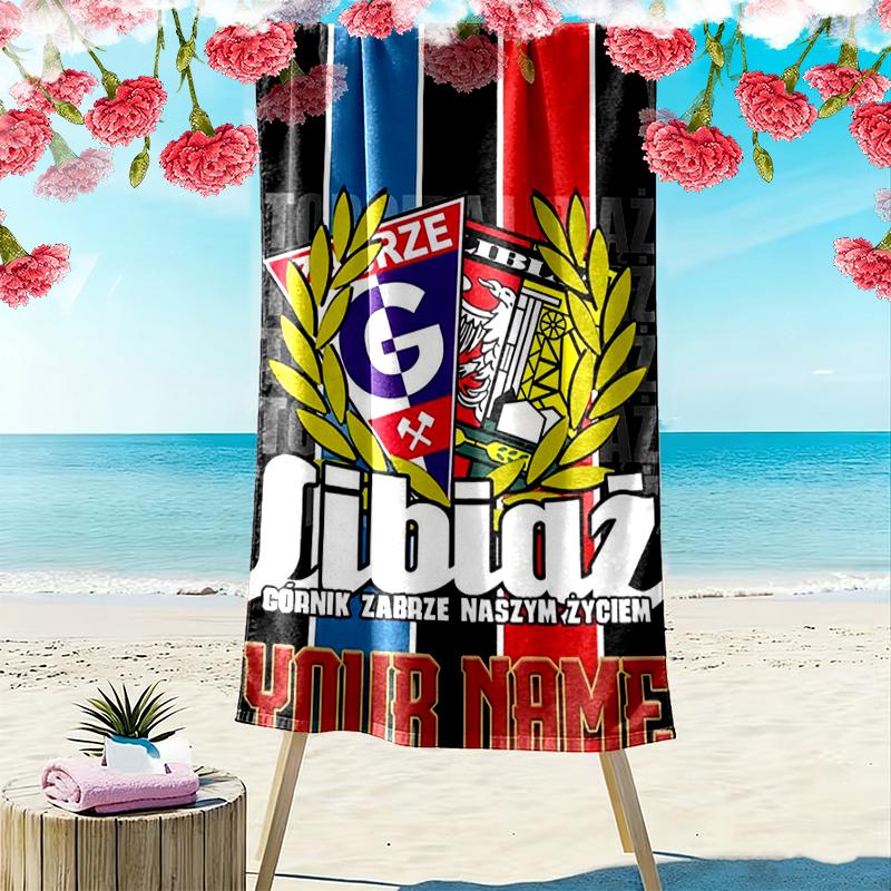 Custom Name Grnik Zabrze Print Beach Towel, Large Soft Quick Dry Towel for Beach Camping Swimming_xia