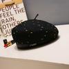 Черный берет Женский берет - Новый осенне-зимний стиль - Элегантная восьмиугольная шляпа художника