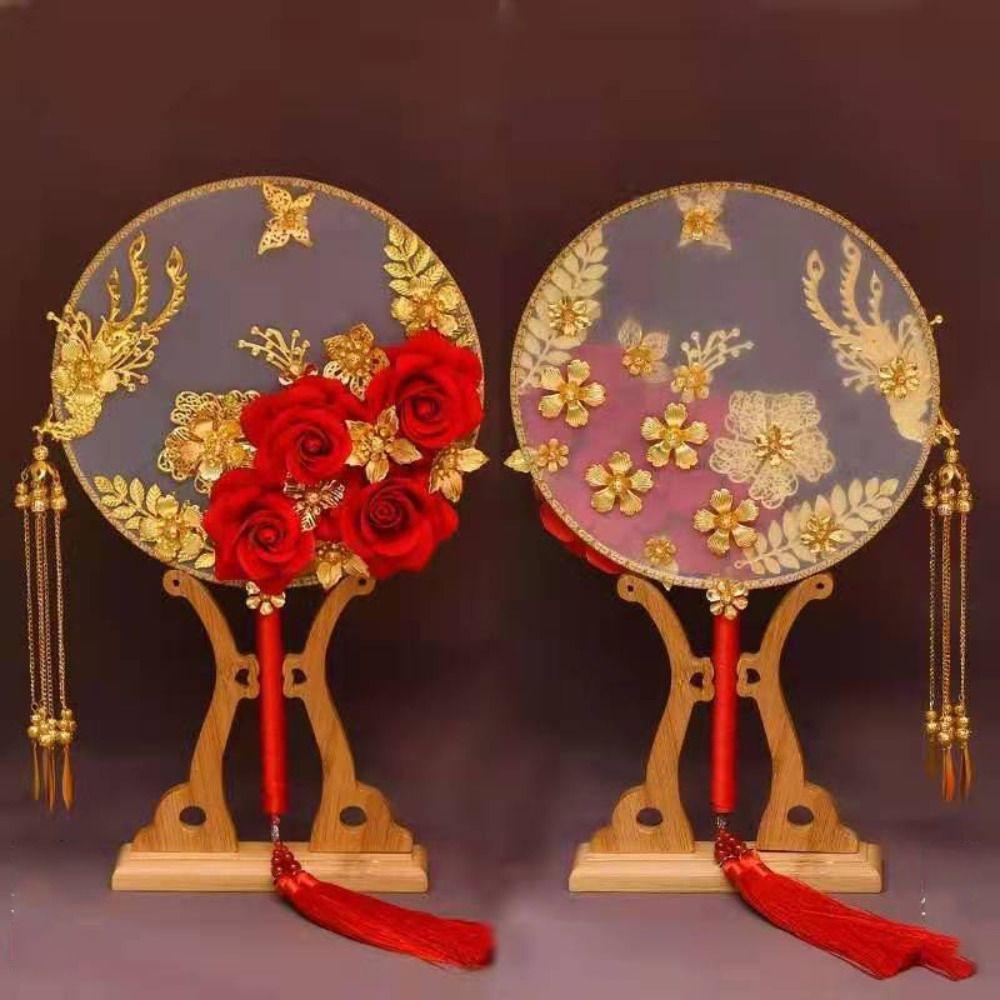 Свадебная группа Веер Праздничный веер Невеста Сюхэ Ручной веер Круглый веер Туань Веер Одежда Сюхэ Веер