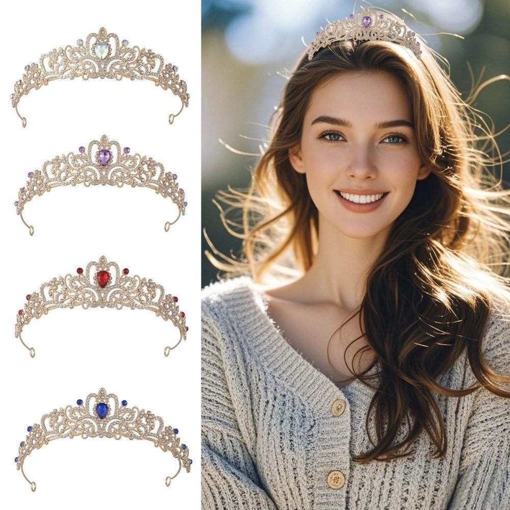Elegant Queen Tiara Crown Golden Princess Rhinestone Tiara Exquisite Baroque Crown Wedding