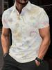 Men's Short-Sleeve Polo Shirt with Flat Digital Print - No Texture - Vintage Floral Soft Color Print, Stylish and Minimalist Short Sleeve, Button-Up,