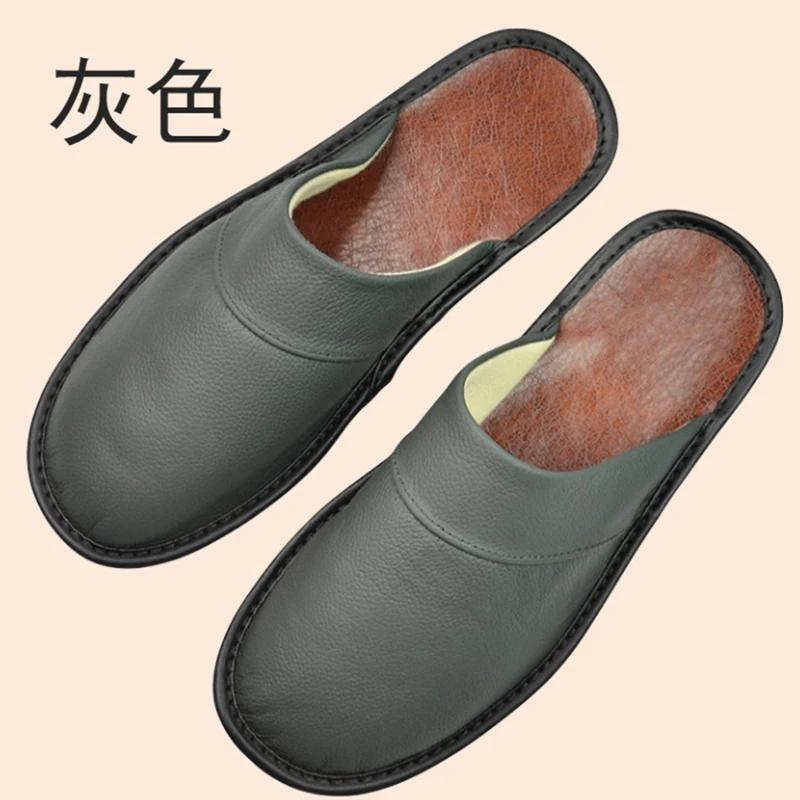 Тапочки из коровьей кожи унисекс большие размеры льняные домашние мужские тапочки для дома для мужчин женские мужские тапочки роскошные мягкие туфли на плоской подошве
