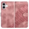 For iPhone 17 Leather Case with Wrist Strap Diamond Imprint Wallet Phone Cover