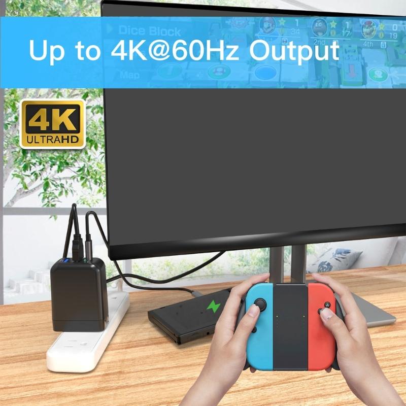 Универсальная быстрая зарядная станция 65 Вт для Switch, Pad с портом 4K HDTV и портативным дизайном