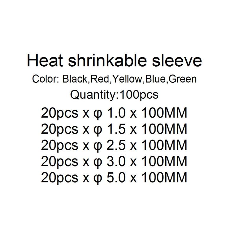 100 шт./компл., комплект термоусадочных трубок, изоляционная оболочка, термоусадочная пленка для проводов, ремонт проводов, пайка, автомобильная проводка
