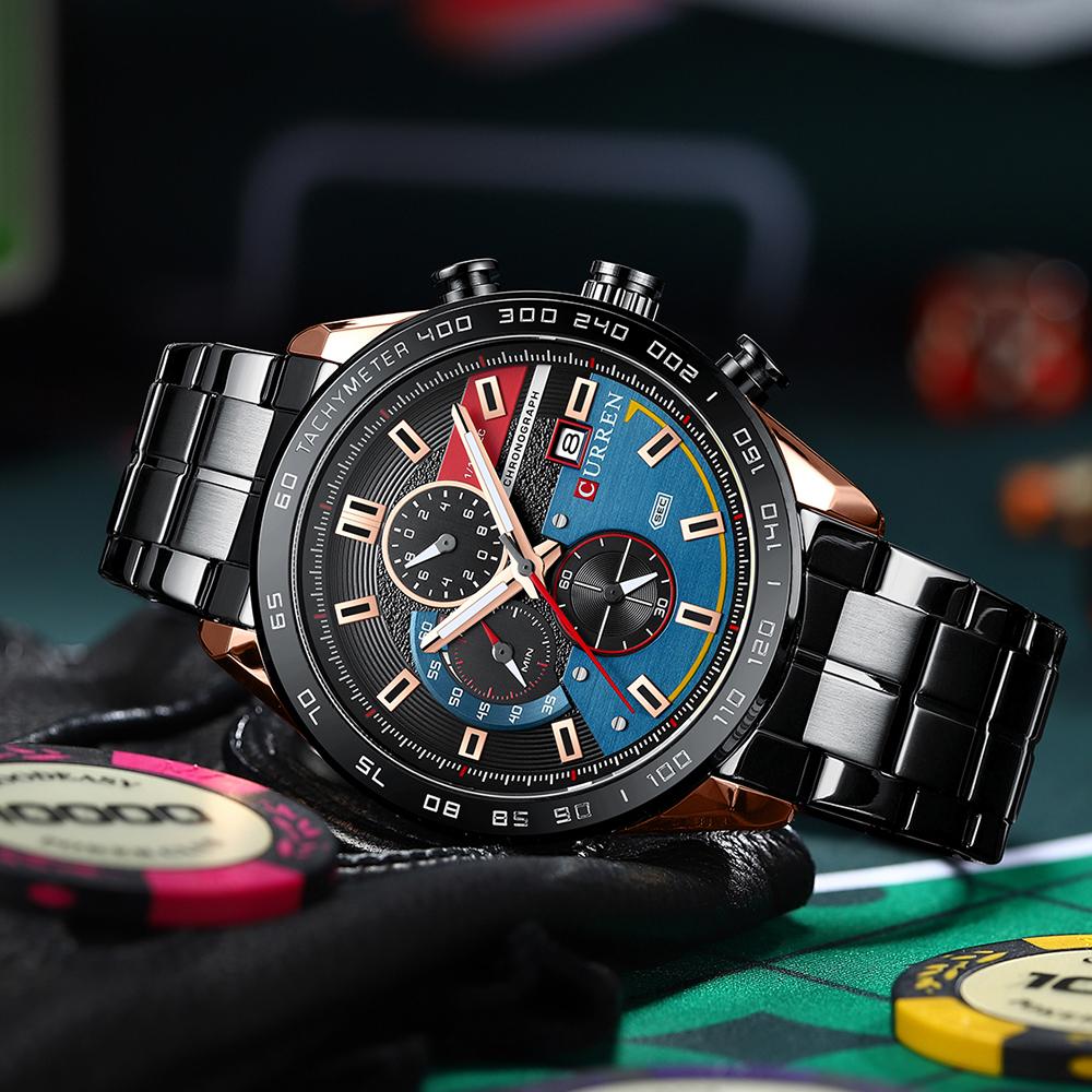 CURREN Watch for Men New Fashion Men Watches Quartz Wristwatches Stainless Steel Band Clock Male Chronograph Watches