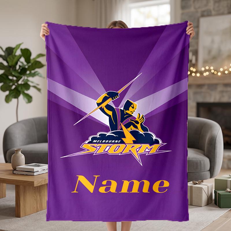Melbourne Storm Custom Flannel Blankets Soft Warm Cozy Throws for Home Decor Holiday Gifts