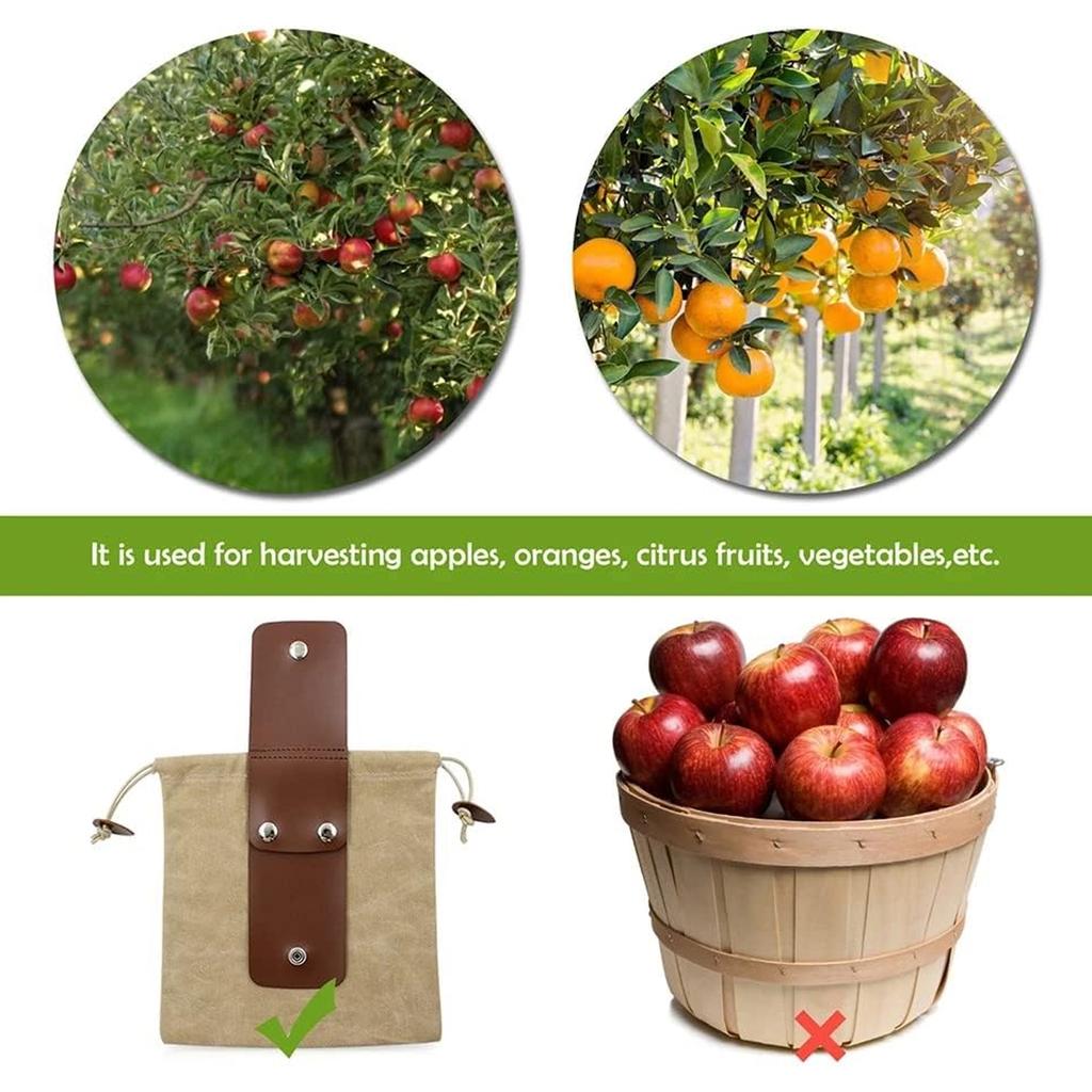 Outdoor Foraging Bag Waxed Canvas Collapsible Foraging Pouch Fruit Picking Storage Bags Leather Belt Waist Hanging Tool Bag for Travel Camping Hiking