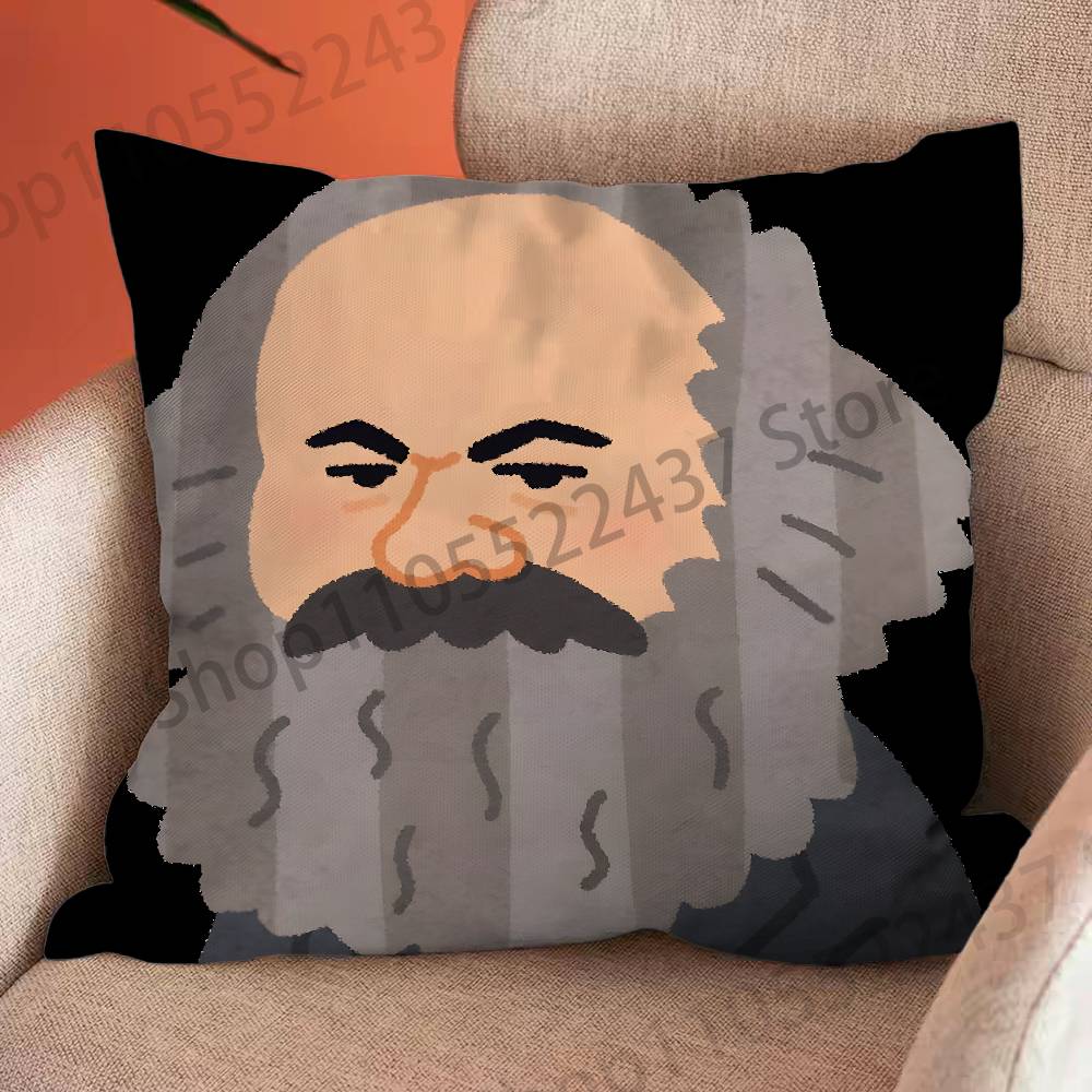 Political Thinker KKarl MMarx Cartoon Printing Pillowcase Customized Pillow Cover for Sofa Home Decor
