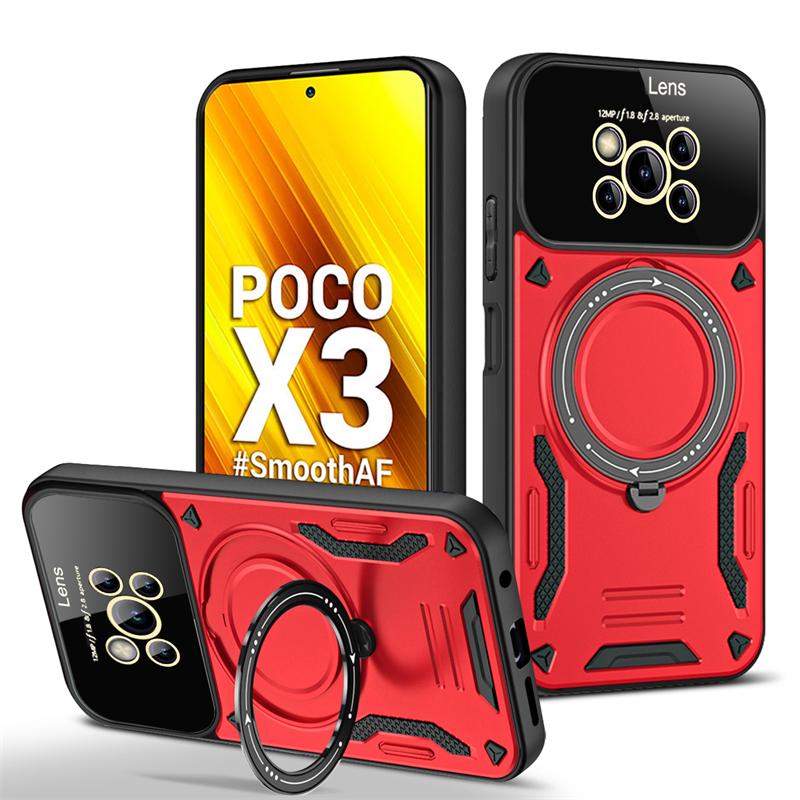 Для чехла Poco X3 Pro Чехол для телефона с магнитным кольцом-держателем для автомобиля для Xiaomi PocoX3 Poco X3 NFC Little X 3 Защитная задняя крышка с объективом из стекла