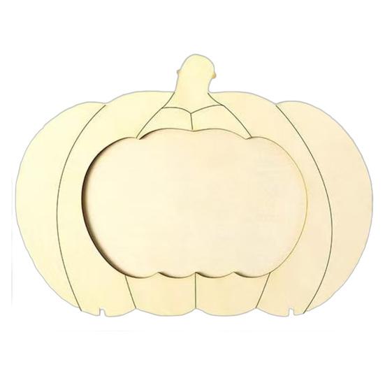 Commemorative Photo Display Wooden Pumpkin Frame, Halloween Thanksgiving DIY Paintable Craft for Kids, Blank Fall Seasonal Decor Wood Picture Holder,