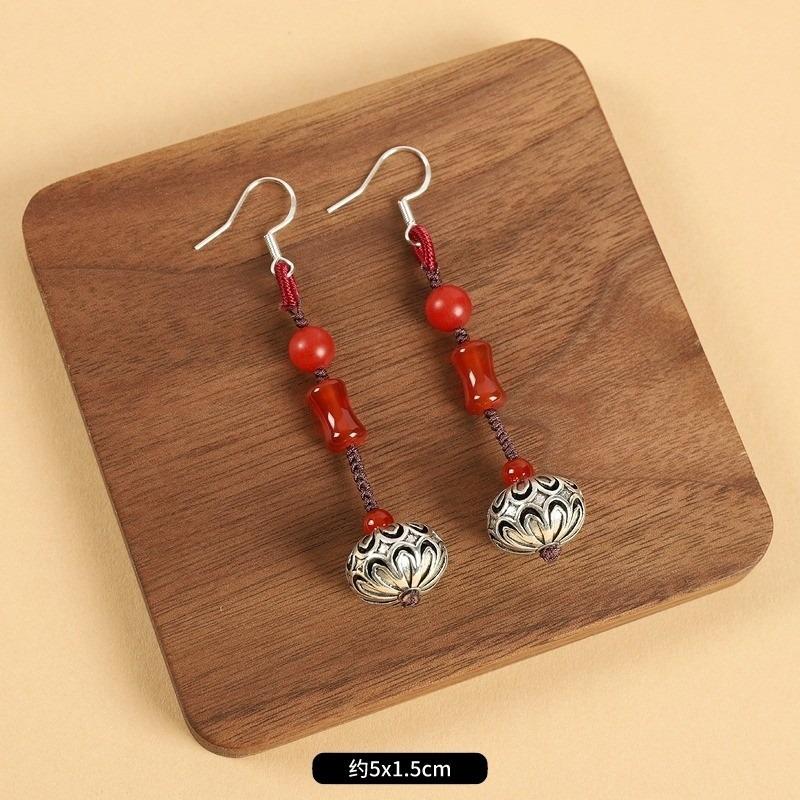 Нишевые серьги из пчелиного воска, ретро, длинные, с литературным темпераментом, женские, антикварные, к ципао, простые тибетские серьги