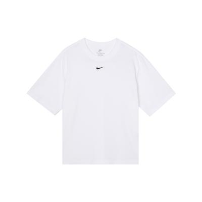 Спортивная одежда Essential Boxy Logo Crew Neck Повседневная футболка Женская Топы Белый DD1238-100