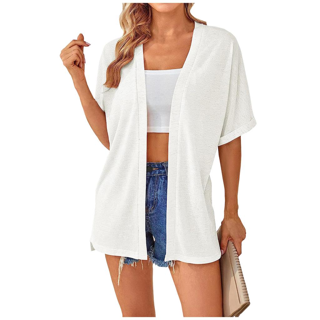 Женский летний повседневный легкий кардиган, кардиган с короткими рукавами, повседневный свободный топ, куртка