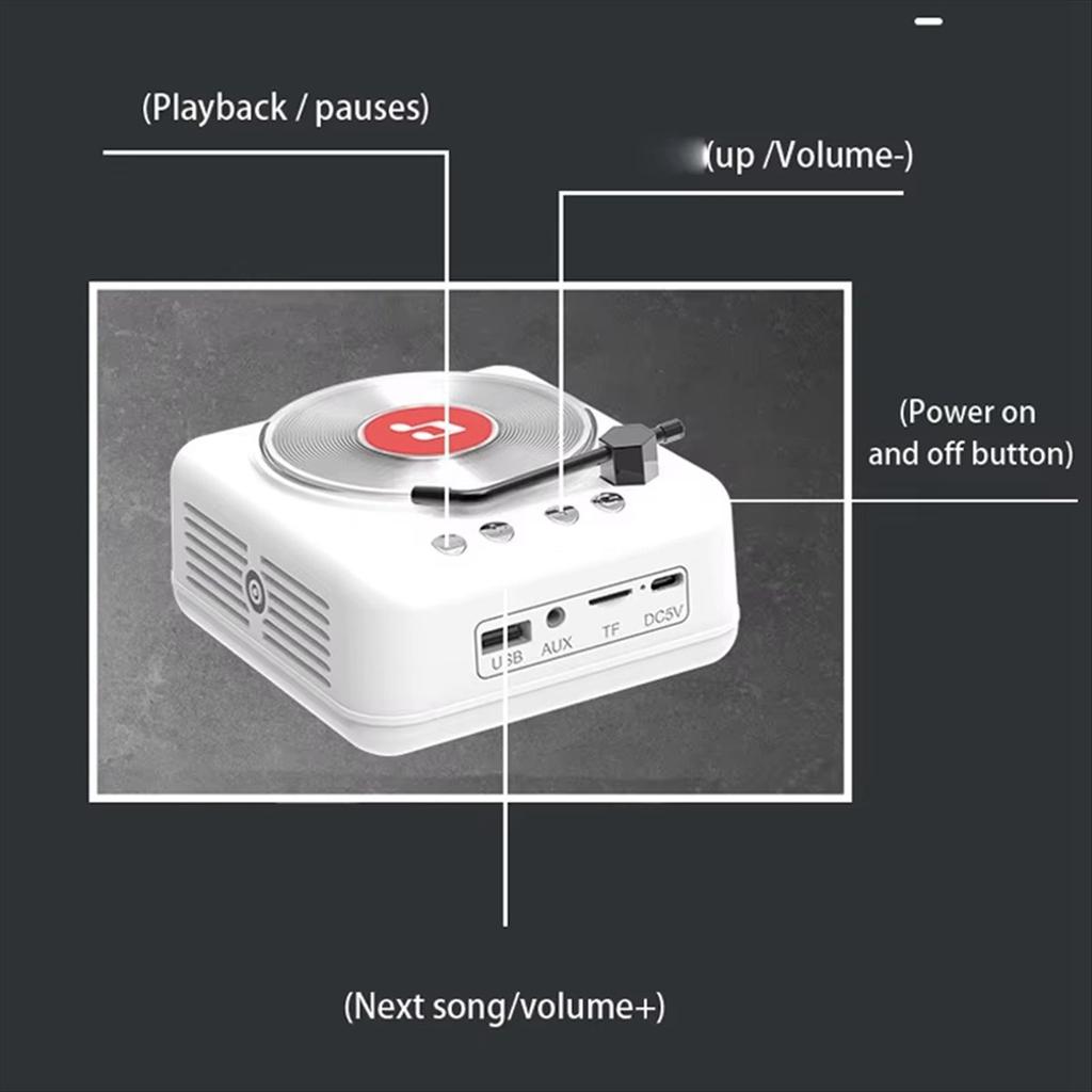 Ретро Виниловая Пластинка Bluetooth Динамик Мини Винтажная Музыкальная Шкатулка с Объемным Звуком Беспроводной Звонок Handsfree MP3 Плеер CD Плеер