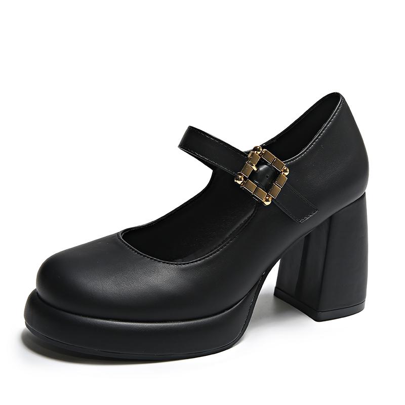 Модные НОВЫЕ Туфли Мэри Джейн на толстом каблуке, женские туфли-лодочки с пряжкой и квадратным носком, женские кожаные туфли, женская мода, повседневный комфорт, большие размеры