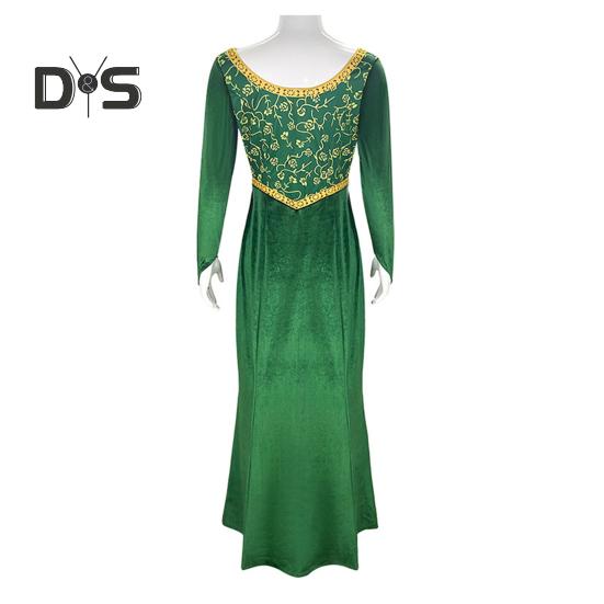 Princess Style Dress Stage Show Performance Cosplay Costume Dress Floral Print A-line Long Sleeve Maxi Dress Square Neck Wedding Graduation Cocktail