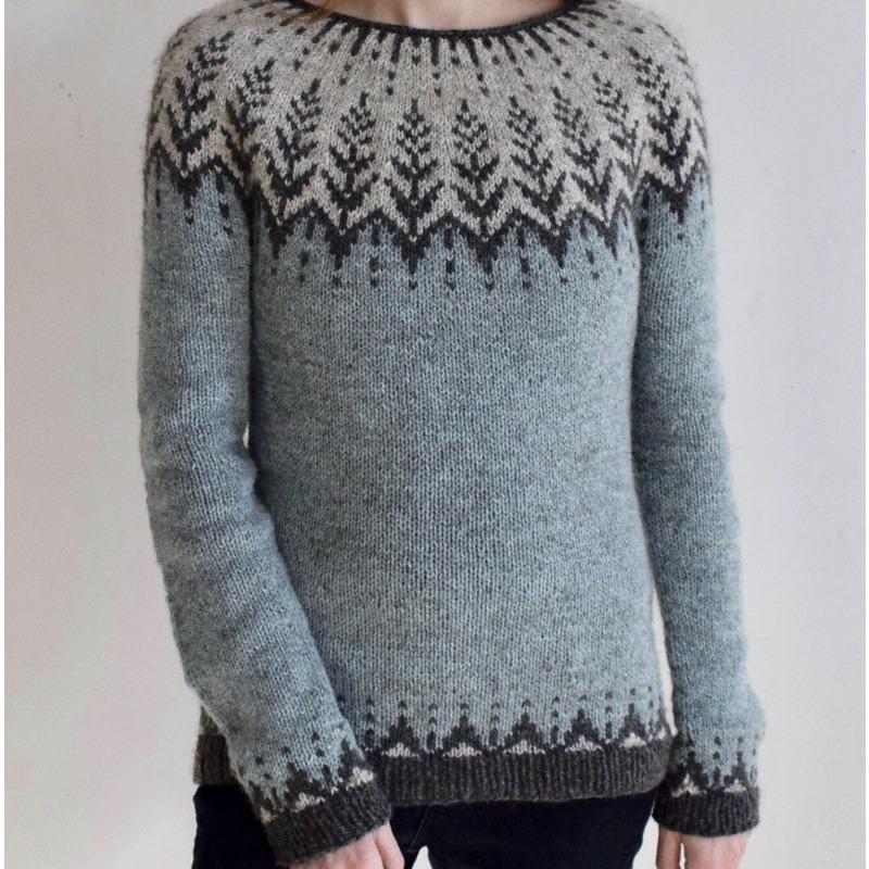 JKASHDK Женская мода повседневный геометрический принт осень зима длинный рукав O-образный вырез свободные свитера