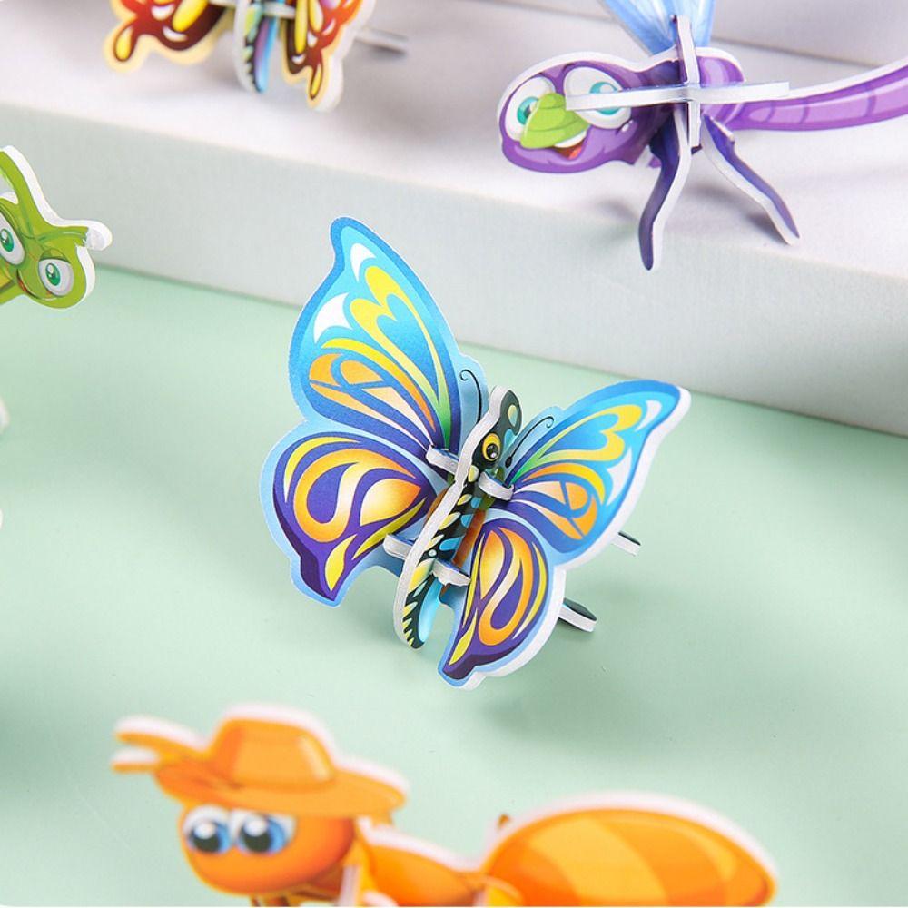 10pcs Cognition DIY Handmade Paper Card 3D Cartoon Insect Paper Mode  Kids Birthday
