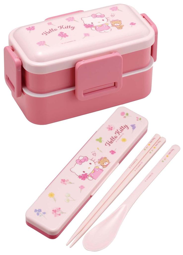 Skater Bento Box Hello Kitty Flower Wreath Sanrio 600 мл антибактериальная пушистая крышка-купол 2 яруса для женщин Сделано в Японии PFLW4AG-A