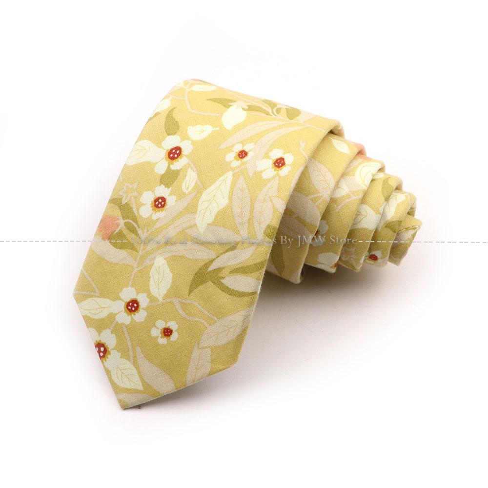 Новый шик, галстук с цветочным принтом, галстук из 100% хлопка, для мужчин, светлый цвет, повседневный узкий галстук, свадебная вечеринка