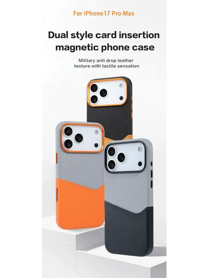 Двухцветный магнитный чехол-слот для карт для Apple iPhone 17 Pro Max, подходит для моделей iPhone 12-15.