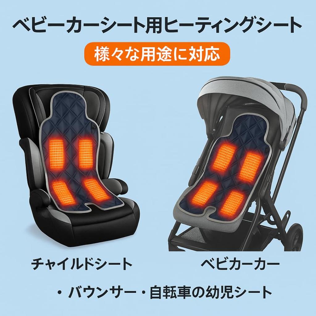 Baby Car Seat Warmer Cushion, Winter Cold Protection Cape, Child Electric Heated Blanket with Adjustable Temperature (Blue)