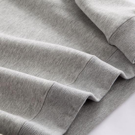 Men Fall Winter Hoodie Thick Fleece Lined Hooded Long Sleeves with Pockets Solid Color Loose Elastic Cuffs Drawstring Jacket Couple Sport Coat