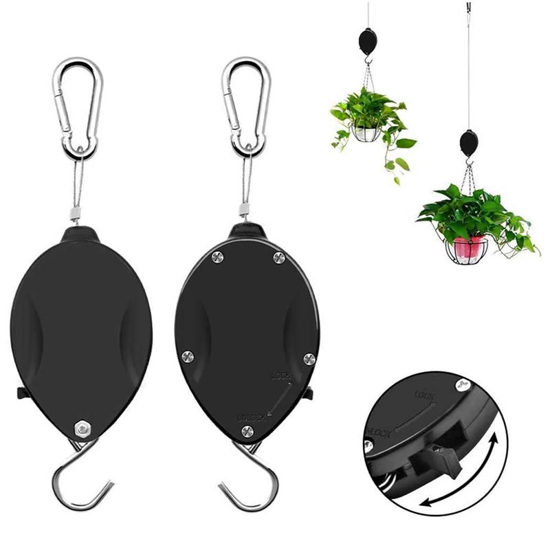 1 item Plant Hook Pulley Retractable Plant Hanger Easy Reach Hanging Flower Basket for Garden Baskets Pots and Birds Feeder for Home