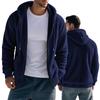 Men S Thick Fleece Hooded Zip Up Loose Casual Sweatshirt