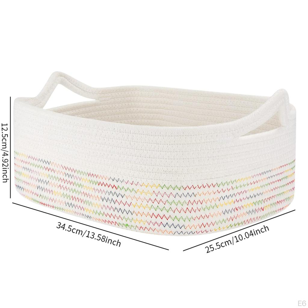 Cotton Rope Woven Storage Basket Baby Nappy Child with Handles Towels for Office Dorms