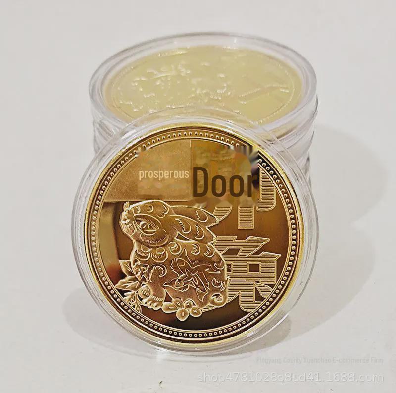 Позолоченная монета «Зодиак»: Памятная вещь на год Быка, идеально подходит для подарков и рекламных акций.