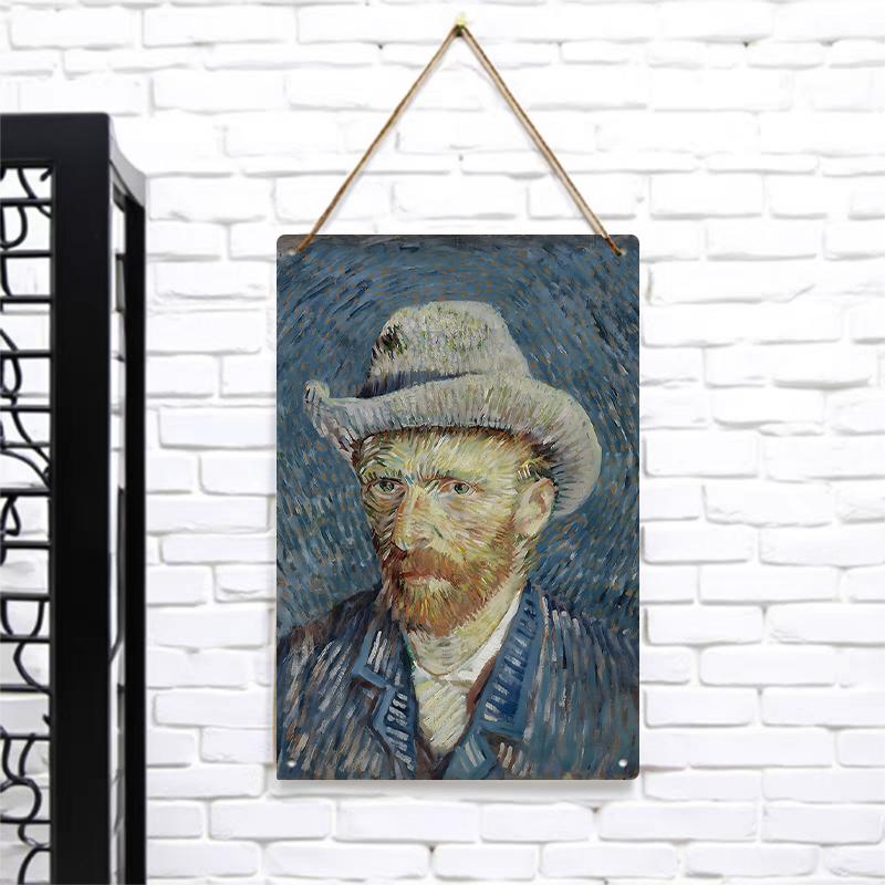 Van Gogh Self Portrait Custom Metal Tin Painting Vintage European Home Decor Living Room Bedroom Wall Art Hanging