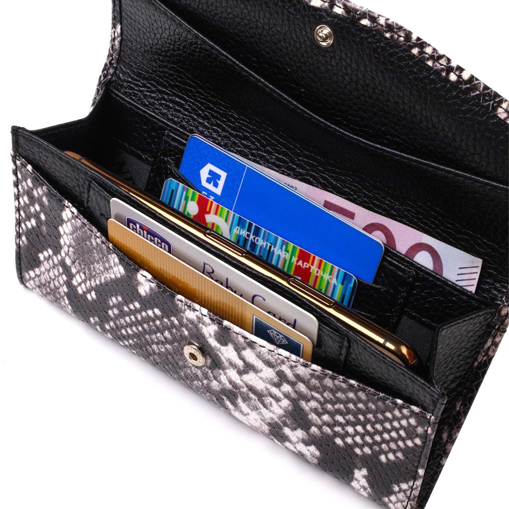 Women's Textured Wallet Made of Genuine Leather with Snake Embossing CANPELLINI 21692 Multicolored