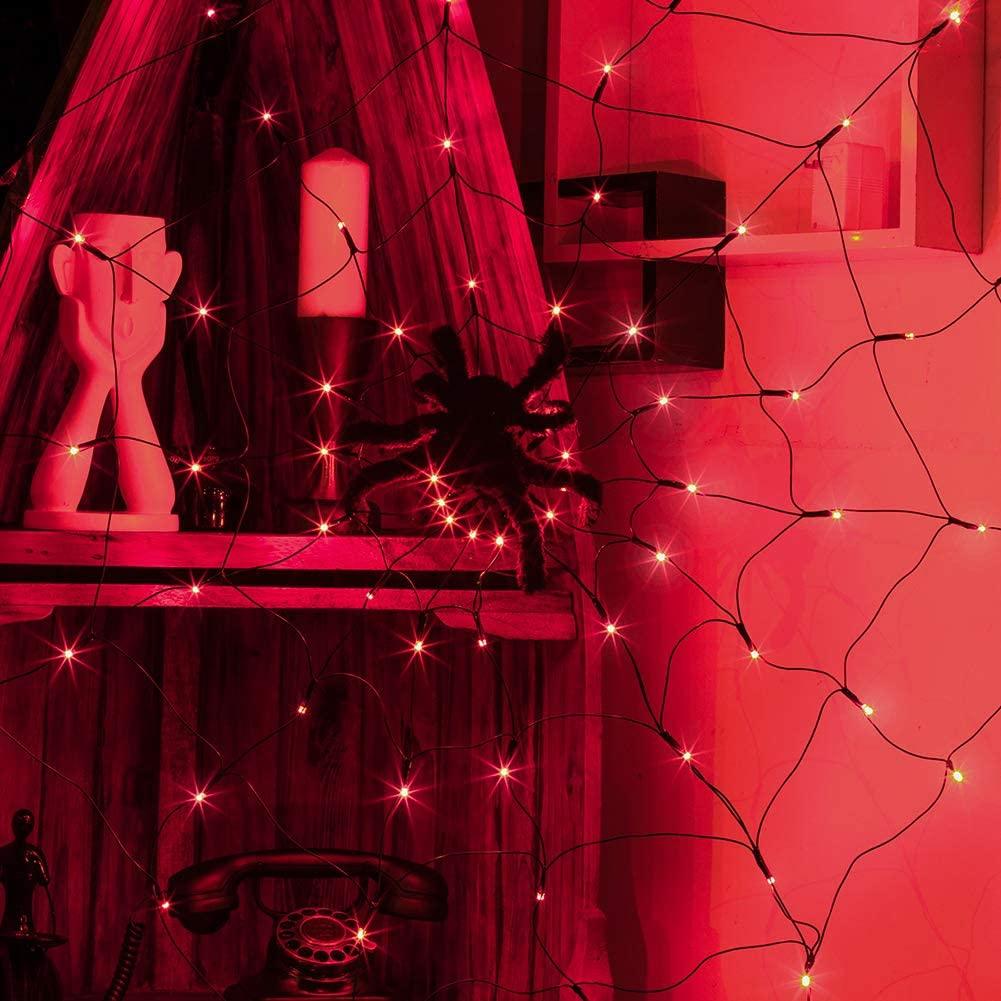 Halloween Decorations for Party Yard Waterproof LED Glowing Spider Web for House Indoor&Outdoor Bar Haunted Spider Cobweb
