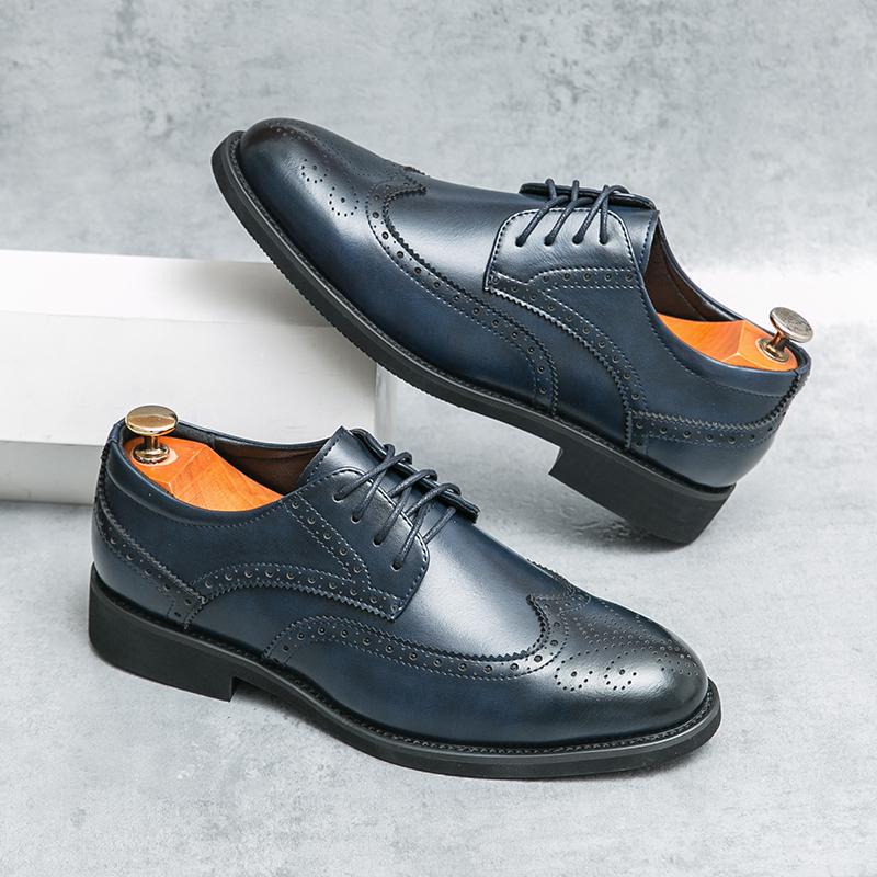 Fashion Luxury Men Brogue Leather Shoes Business Oxford For Suit Office Shoes For Work Retro Handmade Dress Shoes Gentleman Dinner Shoes