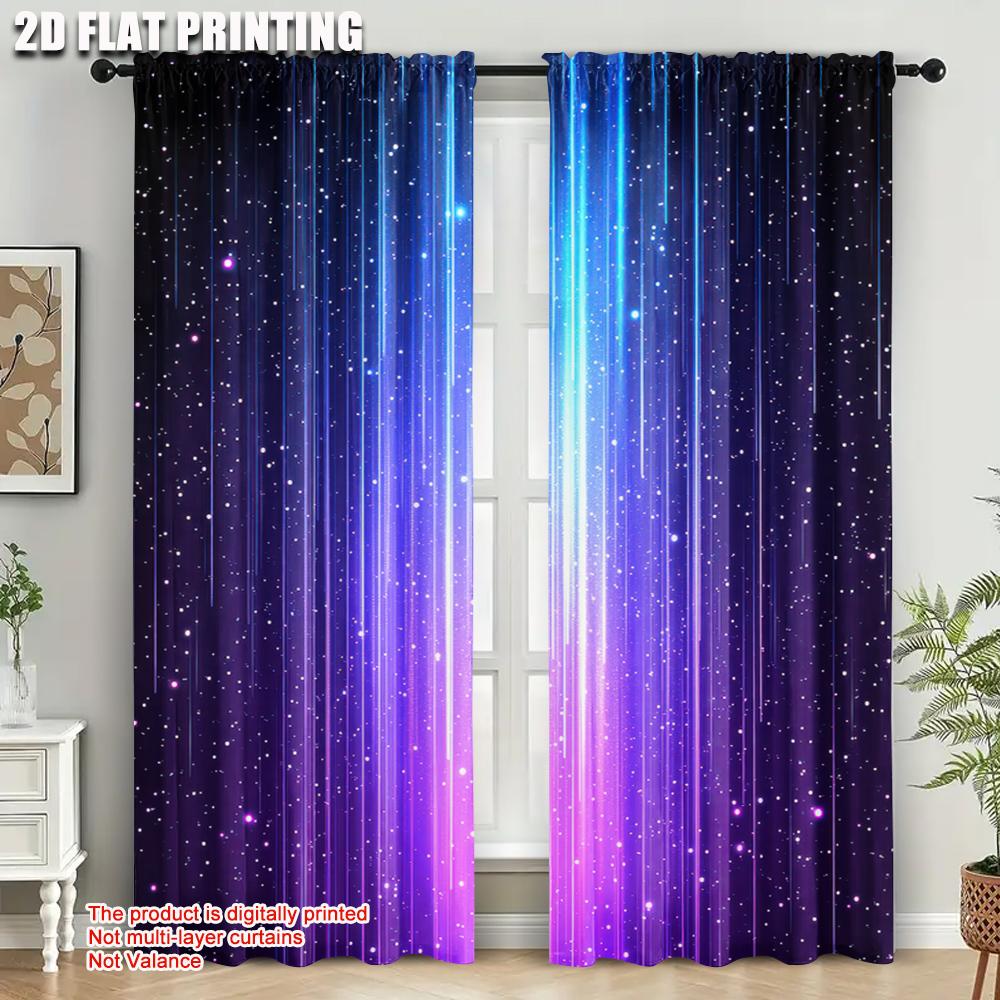 2 шт. Звездное небо Космические затемняющие шторы Сине-фиолетовые Космические полиэстеровые шторы Для жилых помещений Машинная стирка