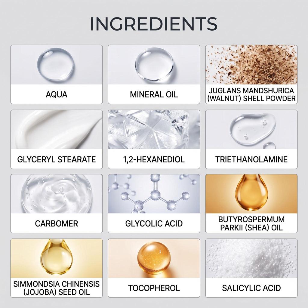 Exfoliating body stick with fruit acid granules, deep exfoliating, smooth, transparent, long-lasting soft body stick