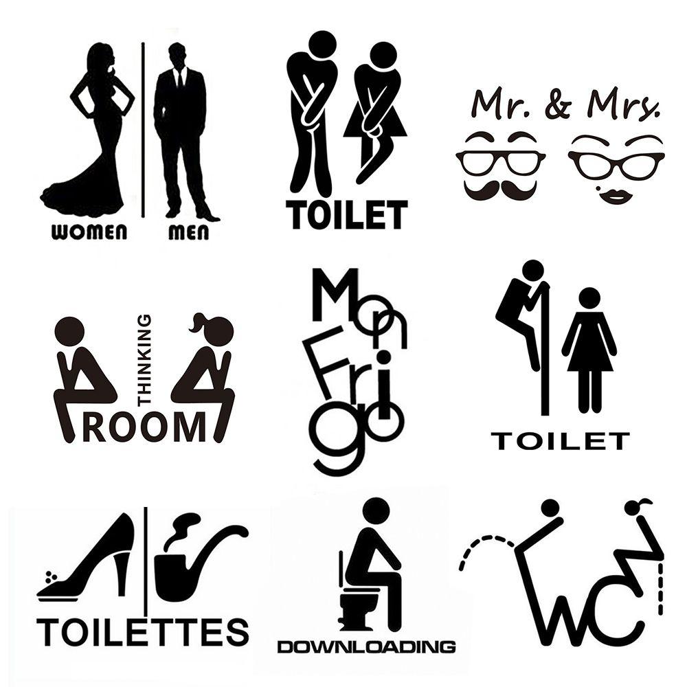 Removable 3D Toilet Entrance Sign Wall Stickers Funny Woman & Man WC Washroom Door Poster Mirror Surface Decal DIY Decor
