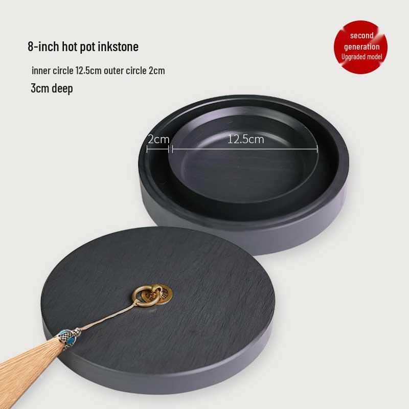 Upgraded Double-Ring Moisturizing Non-Drying Inkstone with Lid for Calligraphy