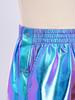Children‘s Hip Hop Dance Shorts Metallic Finish Elastic Waistband Tear Away Side Buttons with Pockets for Stage Recital