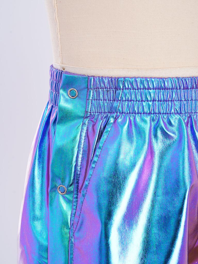 Children‘s Hip Hop Dance Shorts Metallic Finish Elastic Waistband Tear Away Side Buttons with Pockets for Stage Recital