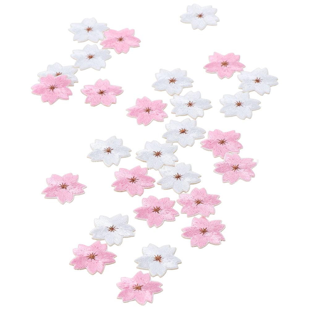 30pcs 2.5*2.3cm Colorful  Sakura Embroidered Patches  Hats