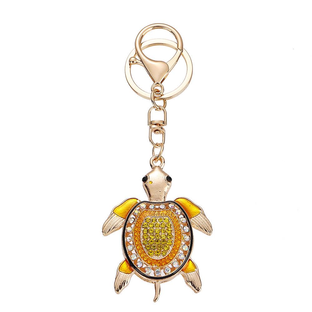 Креативный брелок-черепаха со стразами: Милый мультяшный брелок-черепаха, блестящий металлический кулон